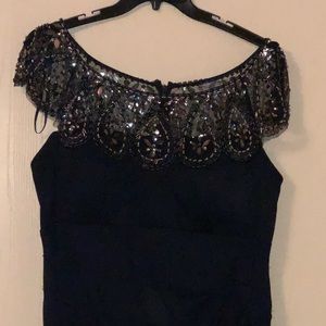 Formal dress navy blue and silver